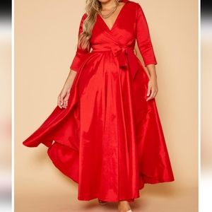 NWT Nuuts Red Fit and Flare Maxi Dress Sz 1X